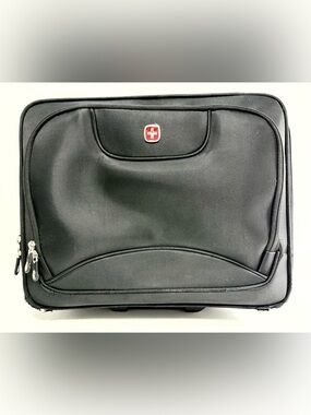 SwissGear Black Rolling Laptop Case with Red Logo - Professional Briefcase